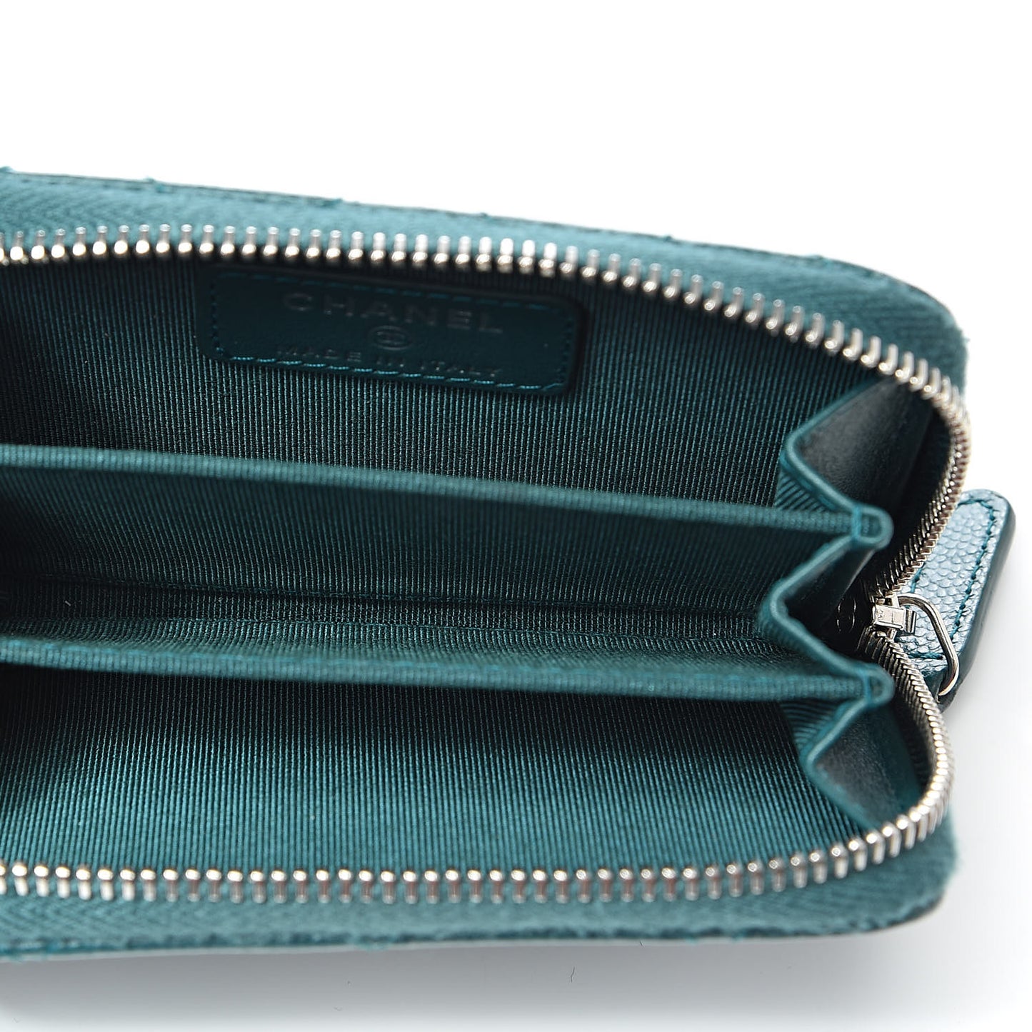 Caviar Quilted Zip Coin Purse Dark Turquoise