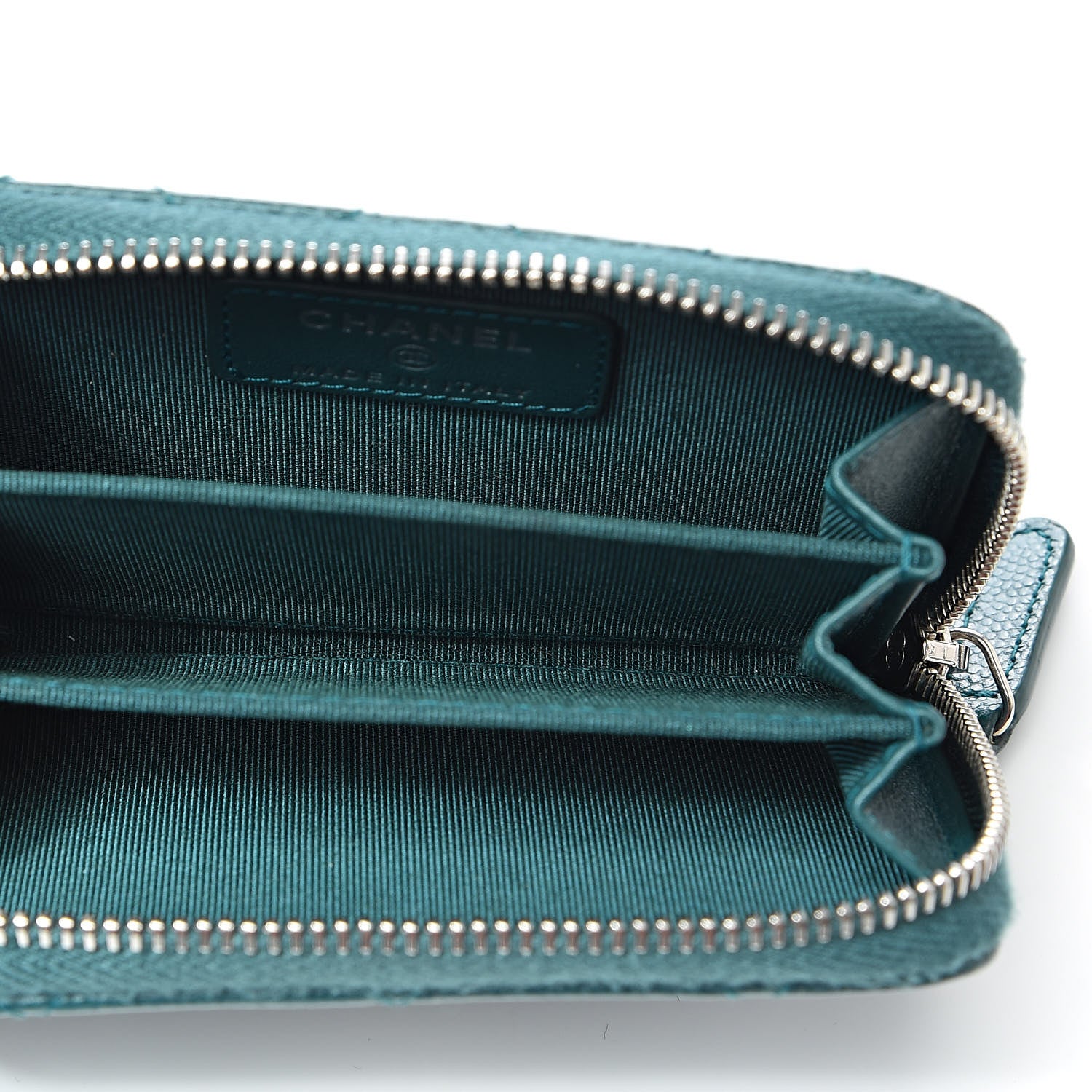 Chanel Caviar Quilted Zip Coin Purse Dark Turquoise 5 of 8