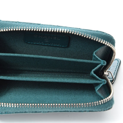 Chanel Caviar Quilted Zip Coin Purse Dark Turquoise 5 of 8