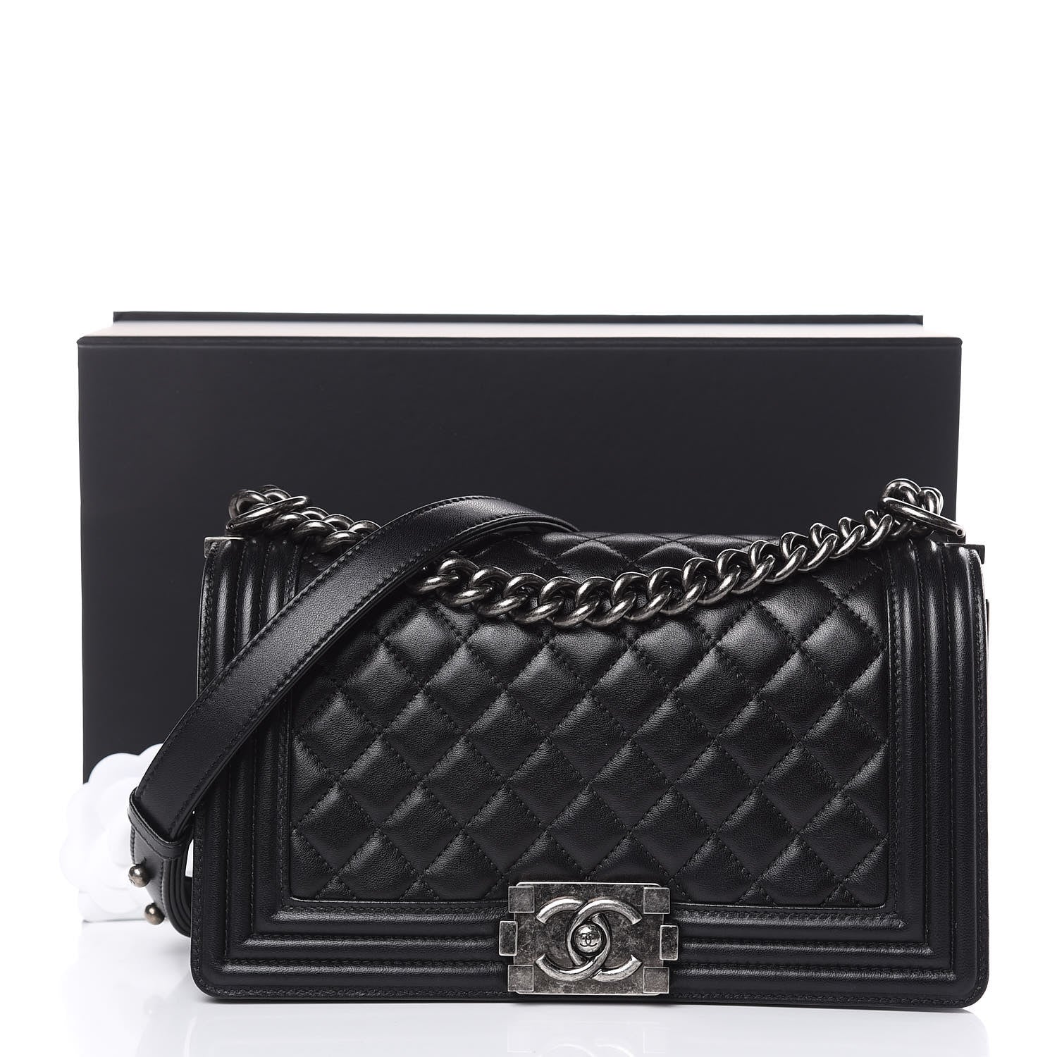 Chanel Lambskin Quilted Medium Boy Flap Black 12 of 12