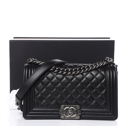 Chanel Lambskin Quilted Medium Boy Flap Black 12 of 12