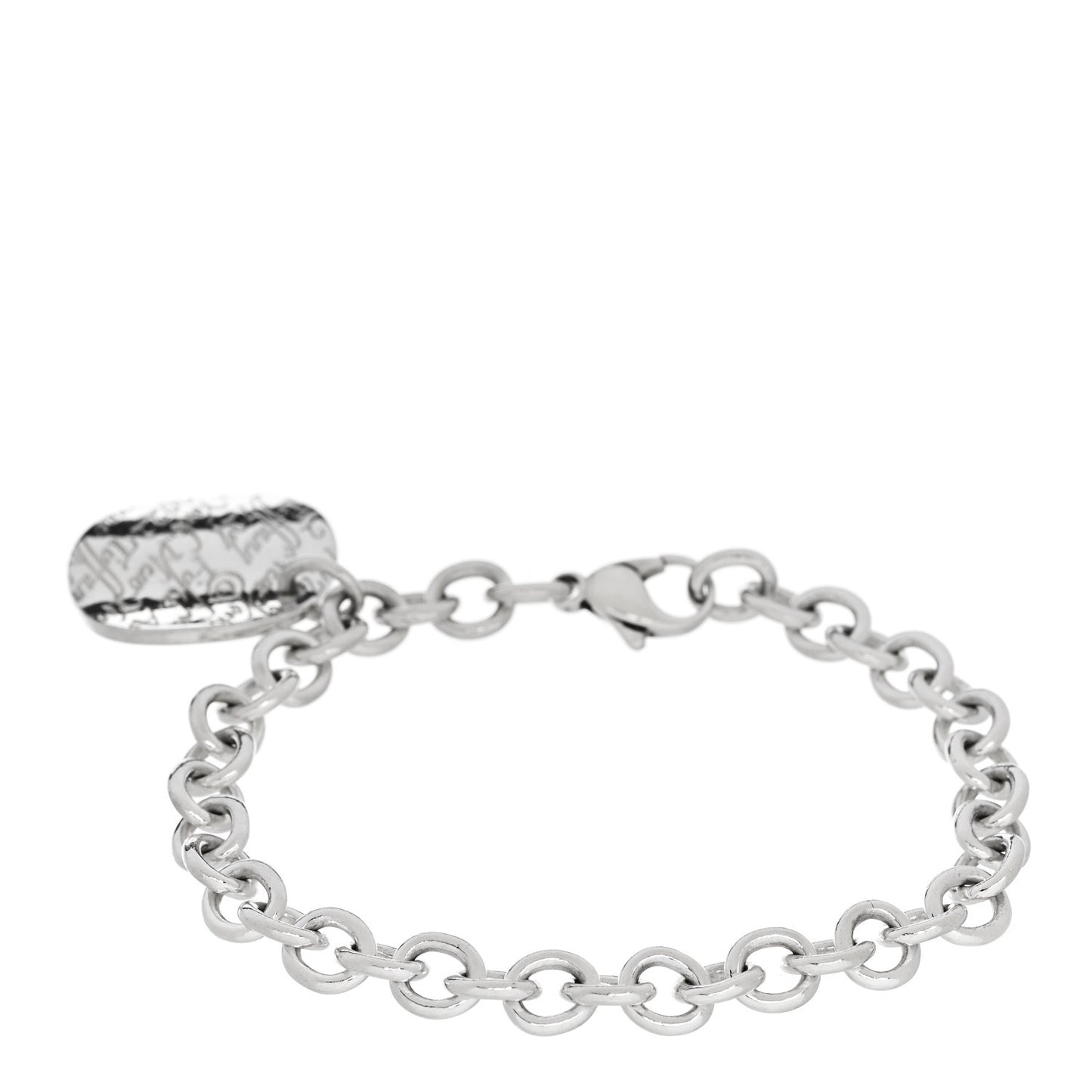 Sterling Silver Notes Round Tag Charm Bracelet