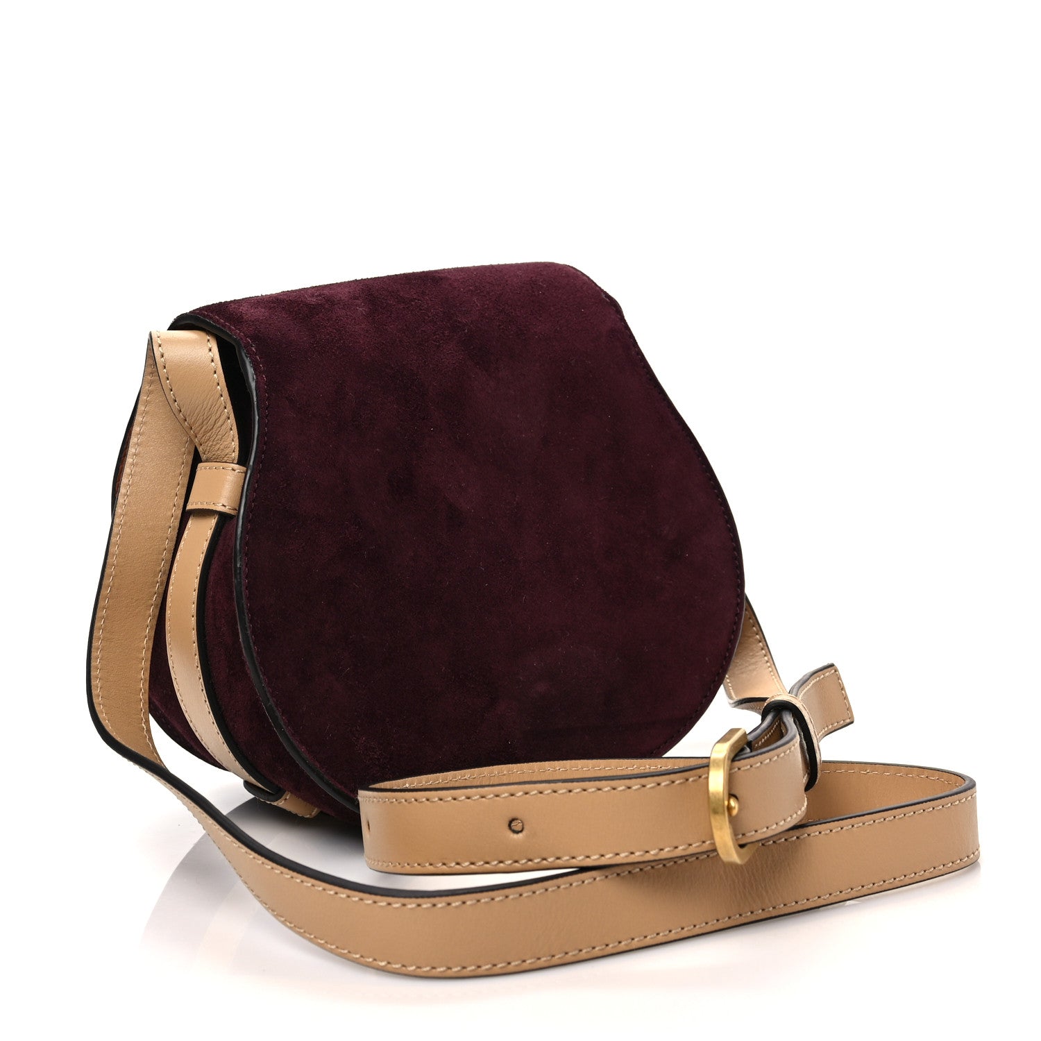 Chloe Suede Small Marcie Saddle Bag Burgundy 2 of 7
