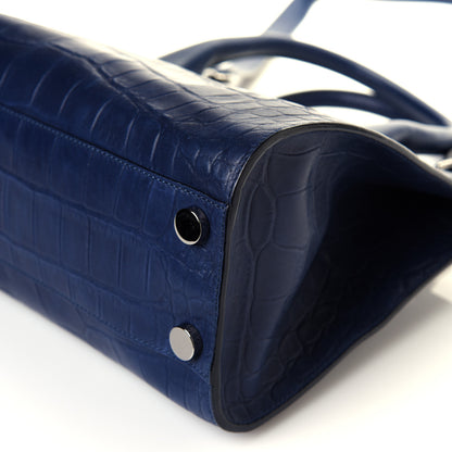 Jimmy Choo Crocodile Embossed Calfskin Riley Tote Steel Blue 9 of 12