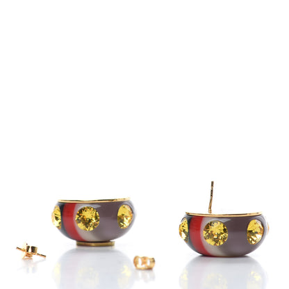 Gucci Resin Strass Vintage Web Stud Earrings Blue Red 3 of 10