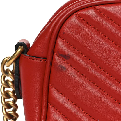 Gucci Calfskin Matelasse Small GG Marmont Chain Shoulder Bag Hibiscus Red 14 of 14