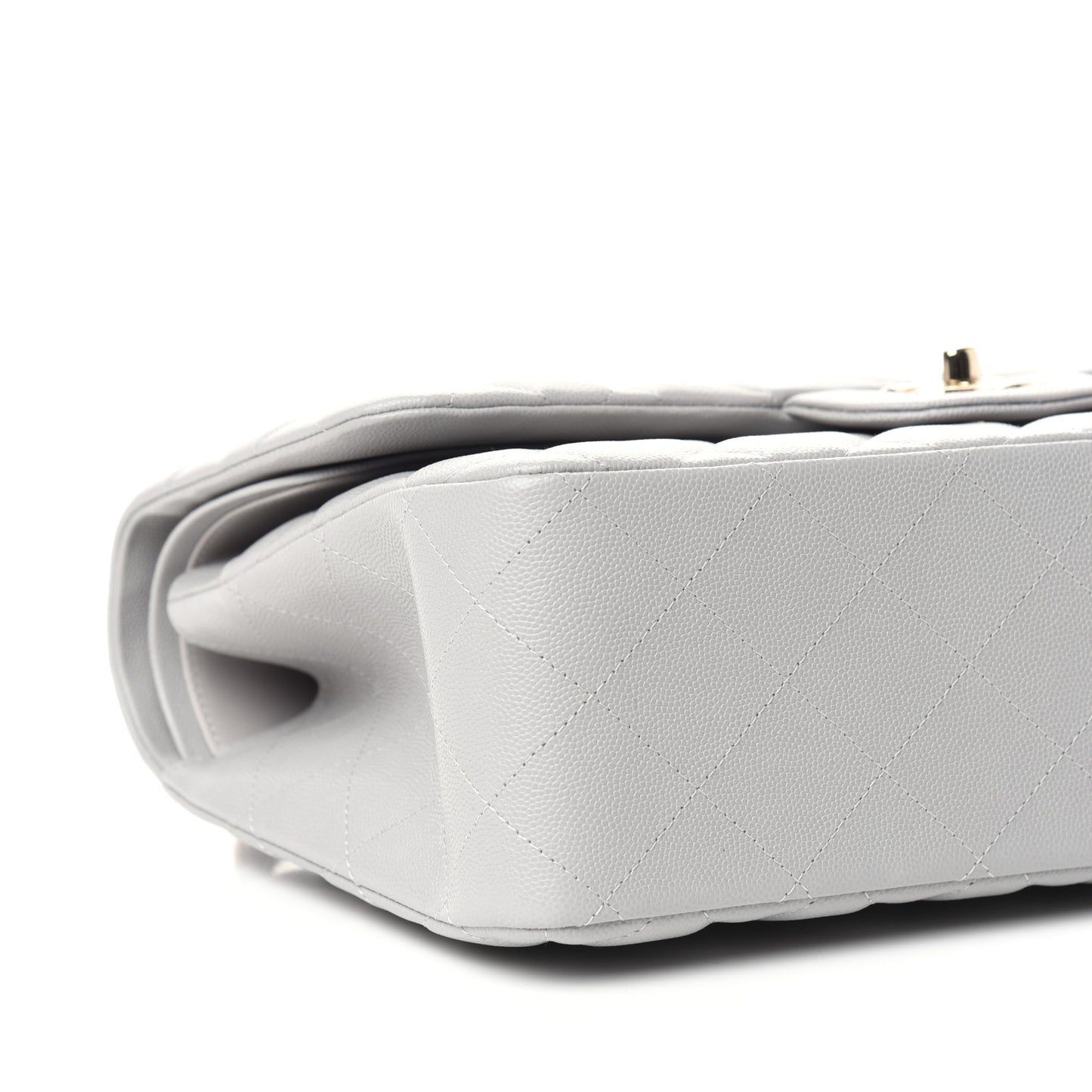 Caviar Quilted Jumbo Double Flap Grey