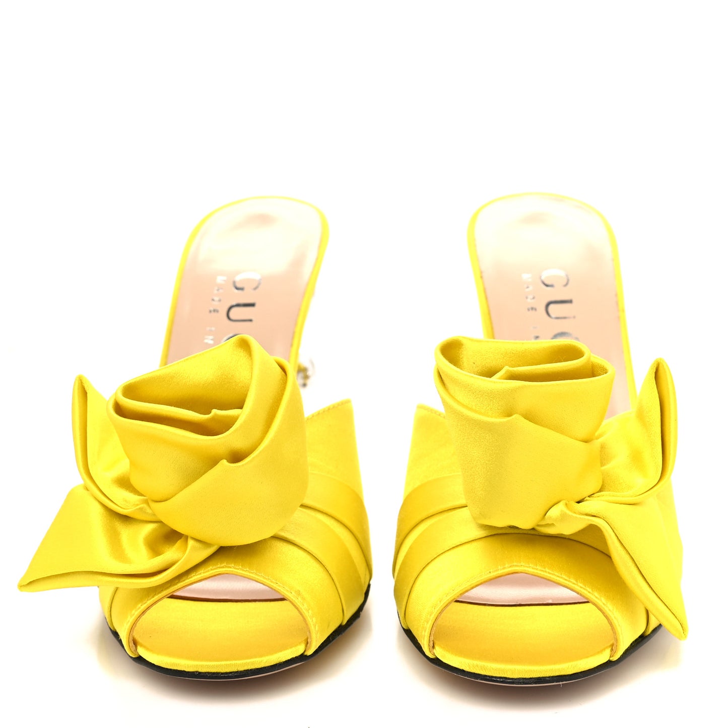 Satin Embellished Shawana High Heel Slide Sandals 37 Shine Yellow