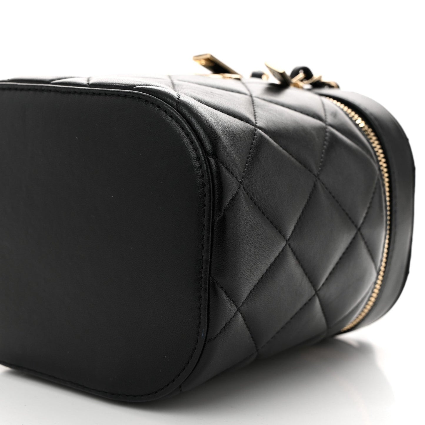 Lambskin Quilted Trendy Vanity Case Black