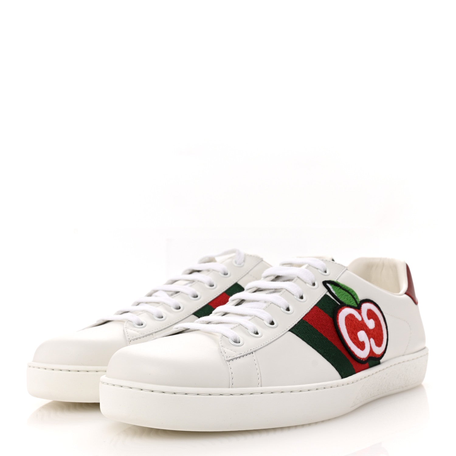 Gucci Calfskin Web Cherry Embroidered Mens Ace Sneakers 10 White 4 of 10