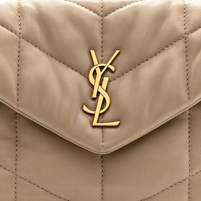 Saint Laurent Lambskin Quilted Toy Loulou Puffer Monogram Chain Satchel Dark Beige 9 of 11