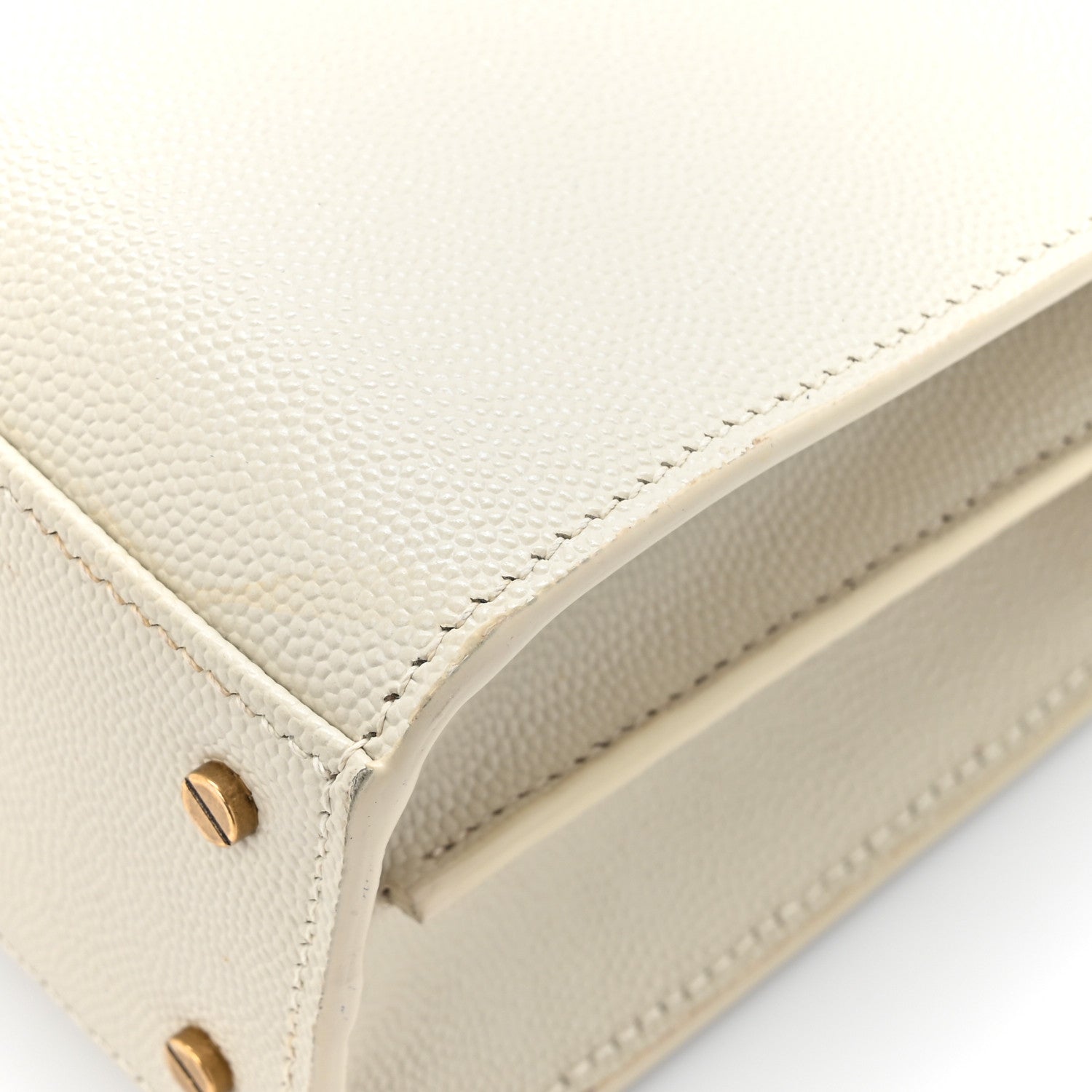 Saint Laurent Grain de Poudre Mini Classic Monogram Cassandra Top Handle Vintage White 12 of 16