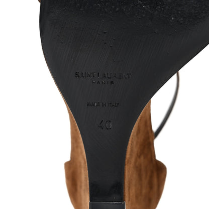 Saint Laurent Suede Lila Wedge Sandals 40 Brown 6 of 8