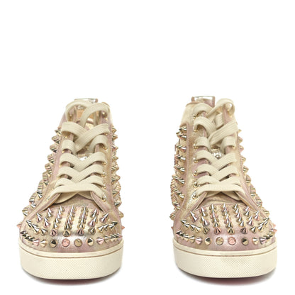 Christian Louboutin Metallic Crinkled Nappa Womens Louis Spikes Flat Sneakers 38.5 Rose Gold Multicolor 3 of 16