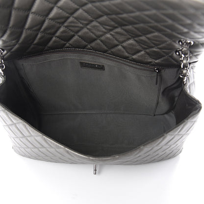 Chanel Metallic Calfskin Quilted Small XXL Travel Flap Bag Dark Silver 4 of 9