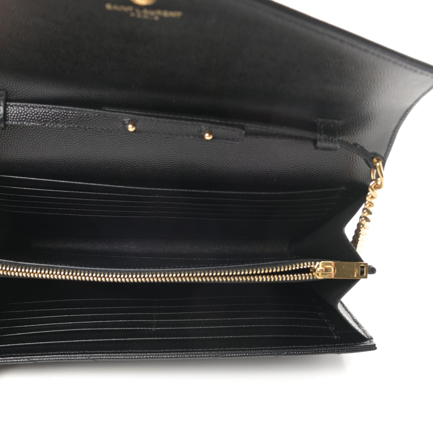 Grain De Poudre Matelasse Chevron Monogram Chain Wallet Black