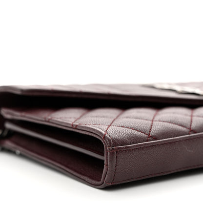 Saint Laurent Sheepskin Tri-Quilt Monogram Envelope Chain Wallet Burgundy 9 of 12