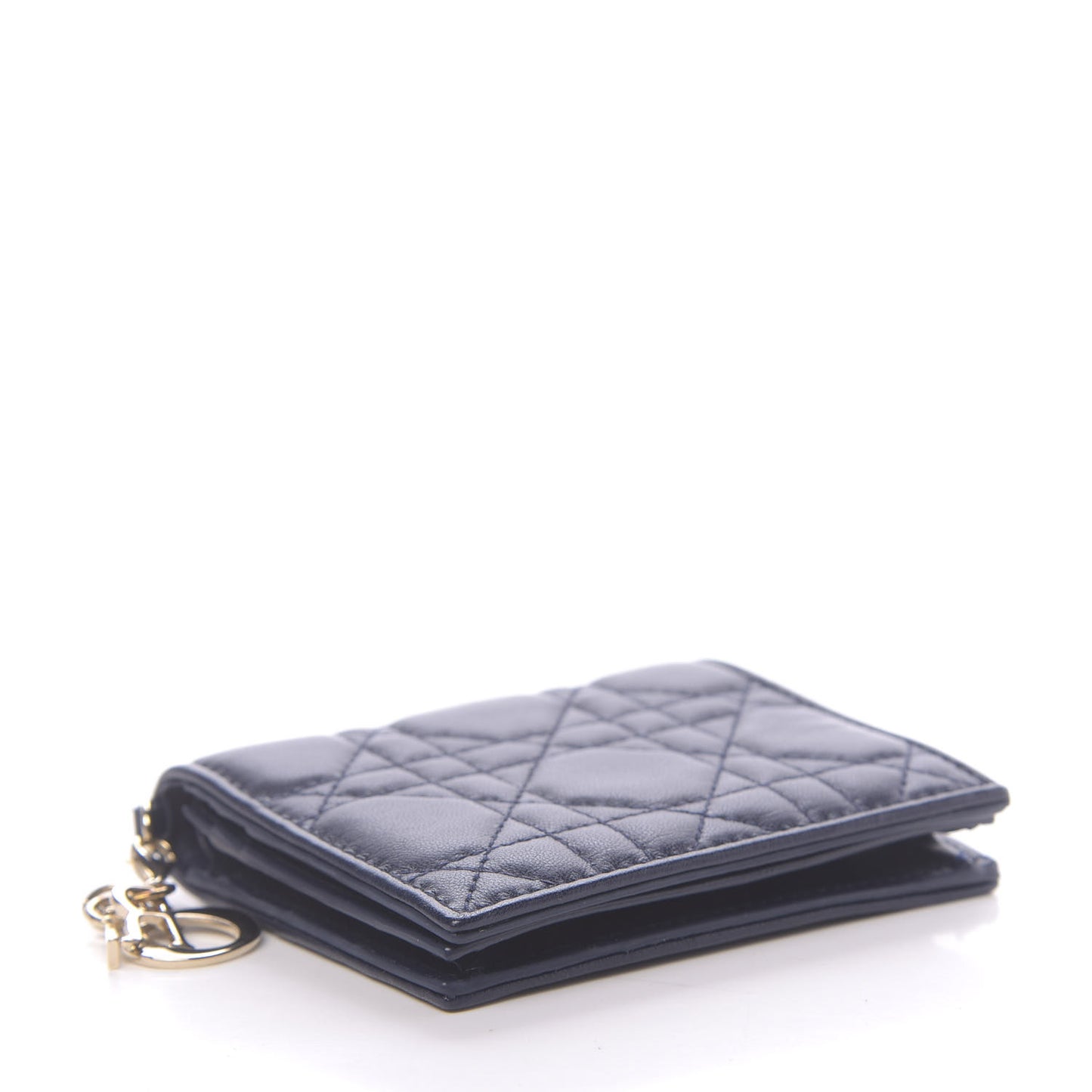 Lambskin Cannage Mini Lady Dior Wallet Navy