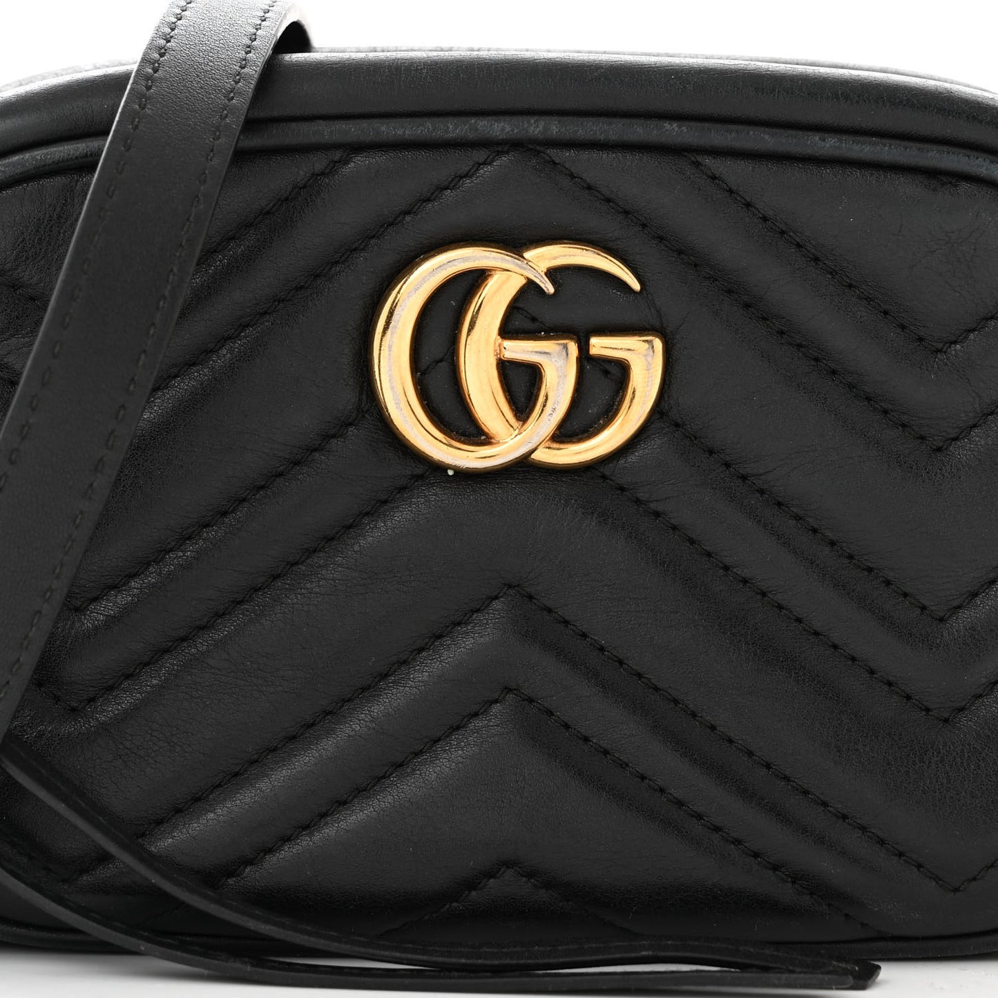 Calfskin Matelasse Mini GG Marmont Chain Shoulder Bag Black
