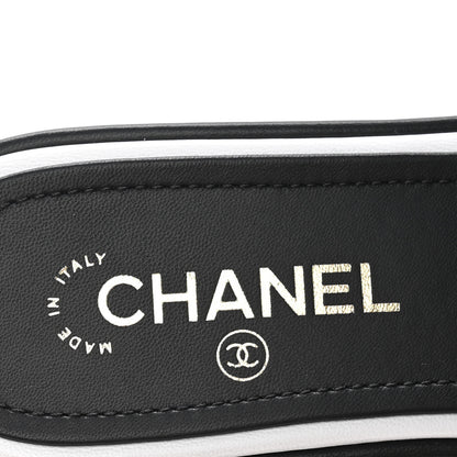 Chanel Lambskin Embroidered CC Mule Sandal 38.5 Black White 8 of 10