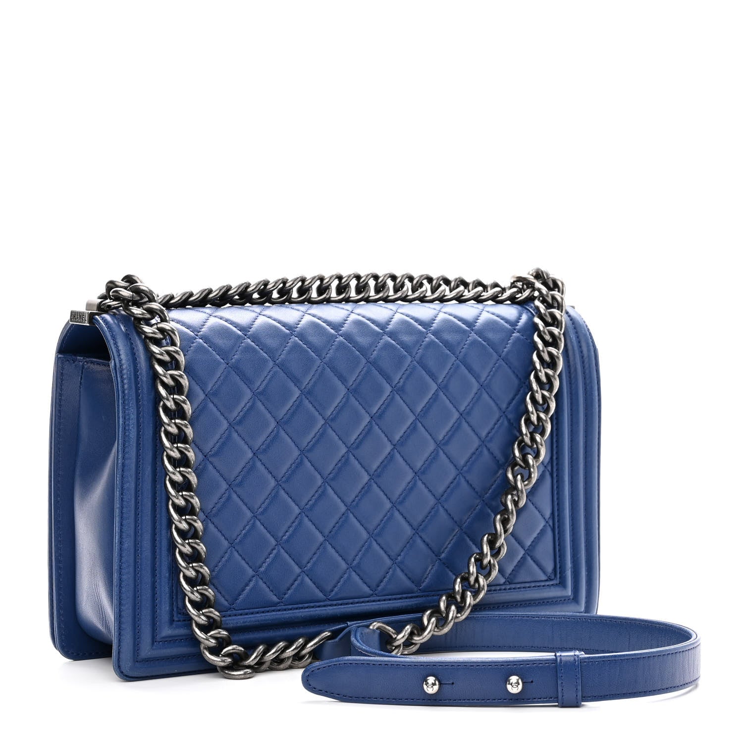 Chanel Lambskin Quilted New Medium Boy Flap Blue 3 of 10