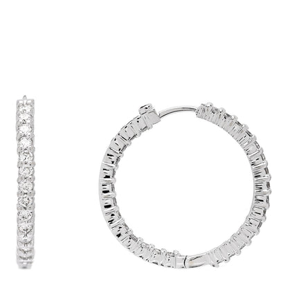 Roberto Coin ROBERTO COIN 18K White Gold Diamond Medium Inside Outside Hoop Earrings 1 of 5