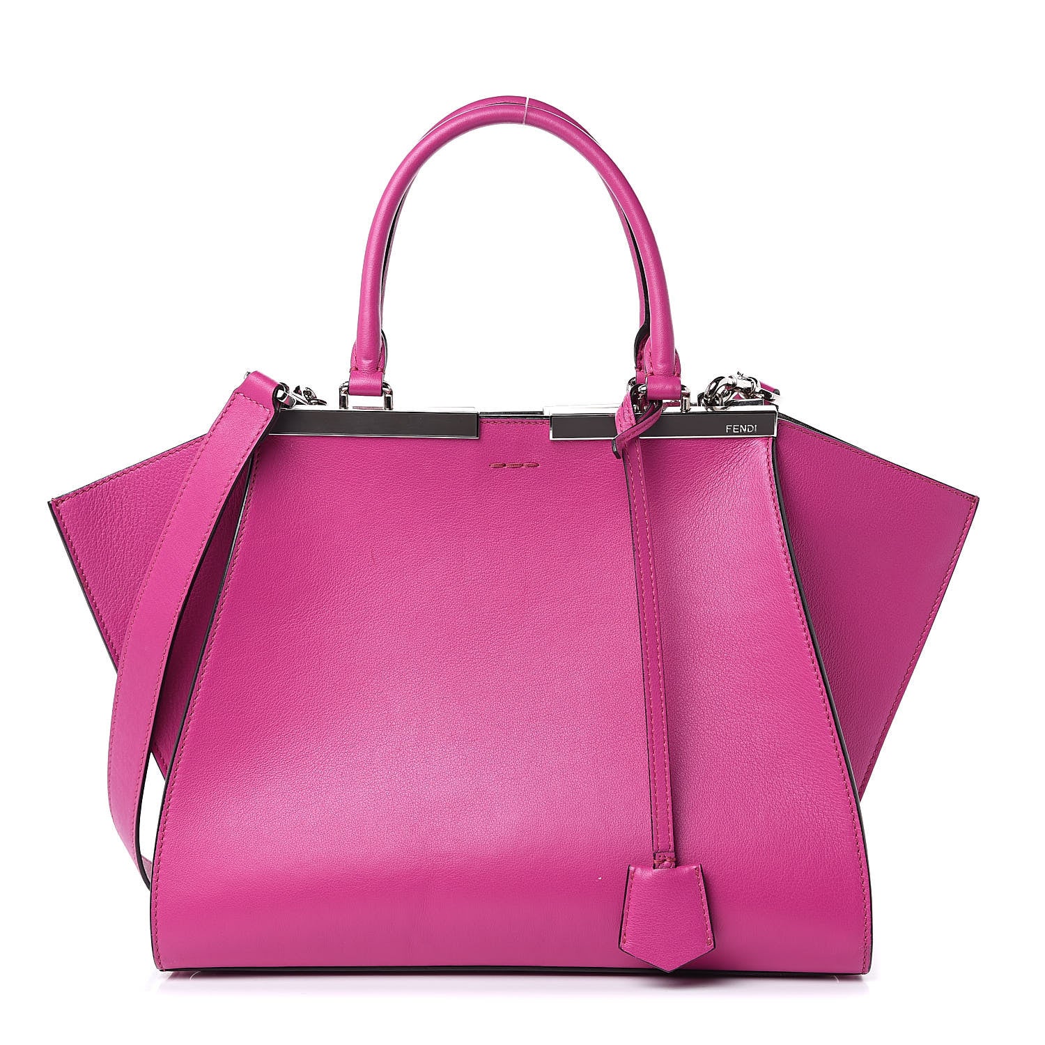 Fendi Vitello Dolce Shiny Nappa Petite 3Jours Tote Magenta Carbone 1 of 18