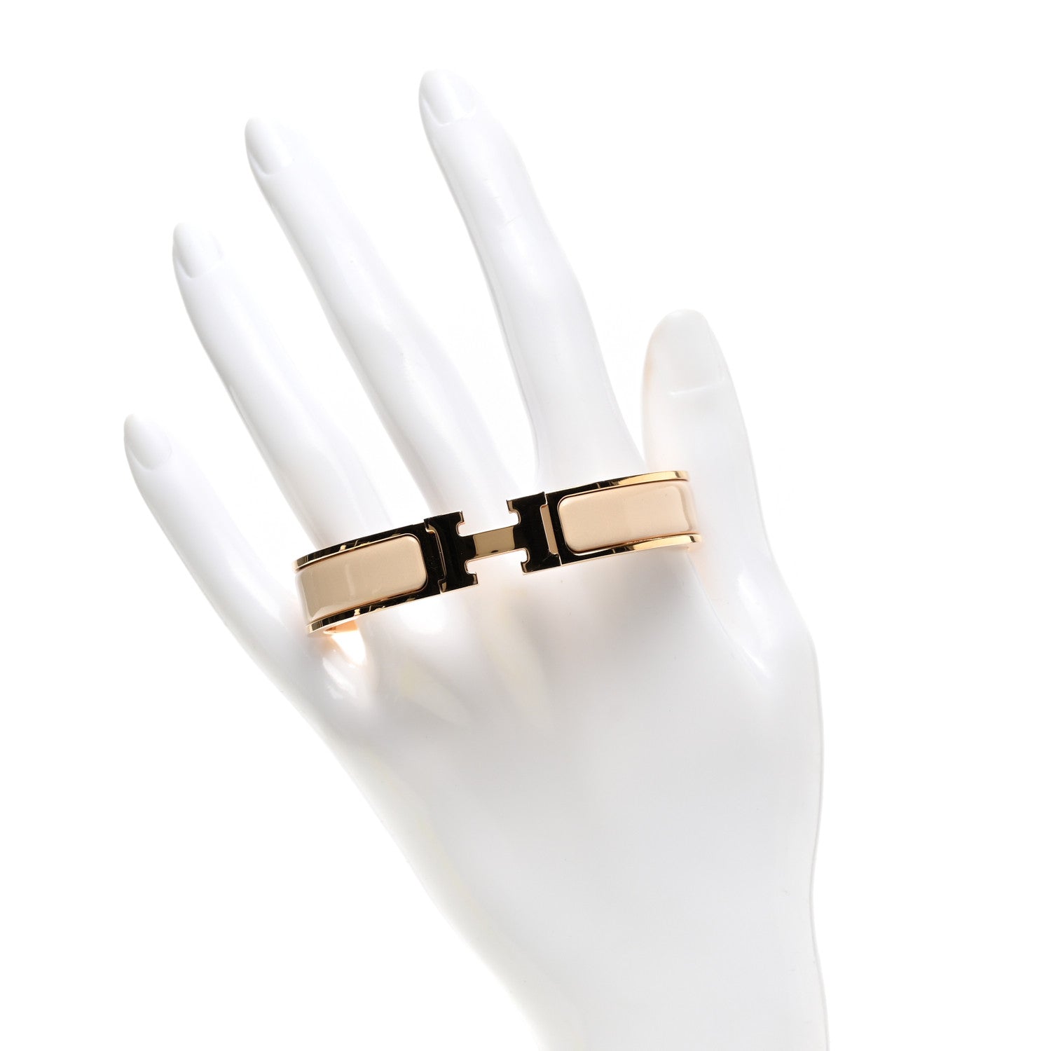 Hermes Enamel Narrow Clic Clac H Bracelet PM Beige Rose 2 of 5