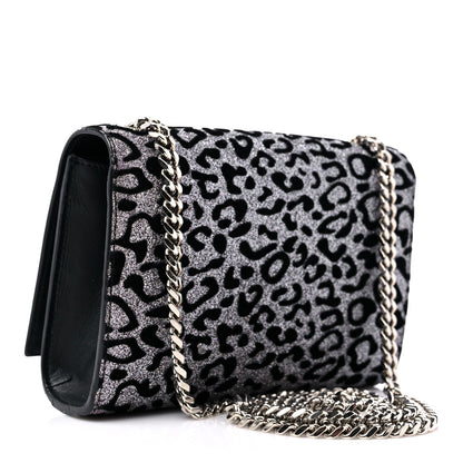 Saint Laurent Glitter Leopard Small Monogram Kate Tassel Satchel Platine Black 3 of 12