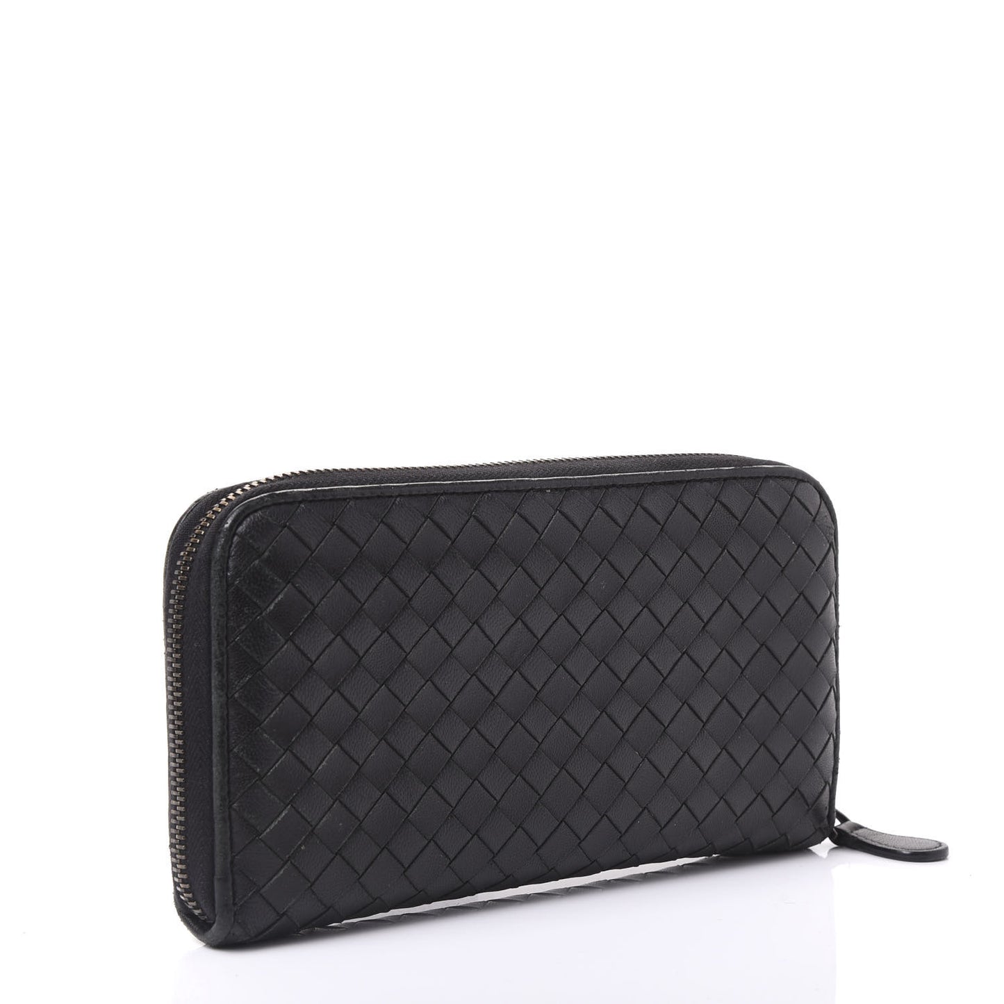 Nappa Intrecciato Zip Around Wallet Black