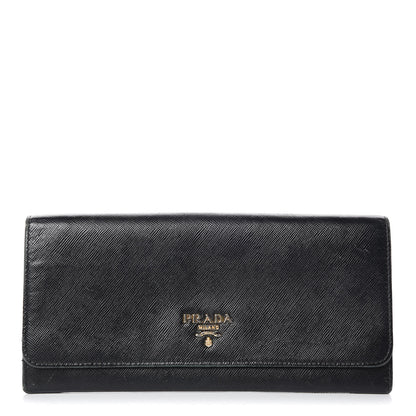 Prada Saffiano Metal Oro Chain Wallet Black 1 of 17