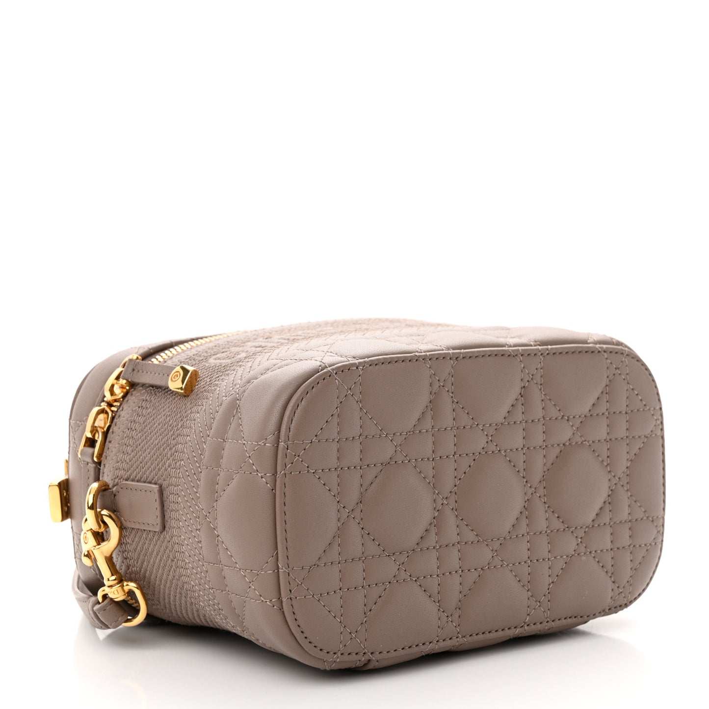 Lambskin Cannage Small Diortravel Vanity Case Warm Taupe