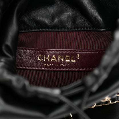 Chanel Lambskin Bucket Chain Drawstring Bag Black 6 of 9