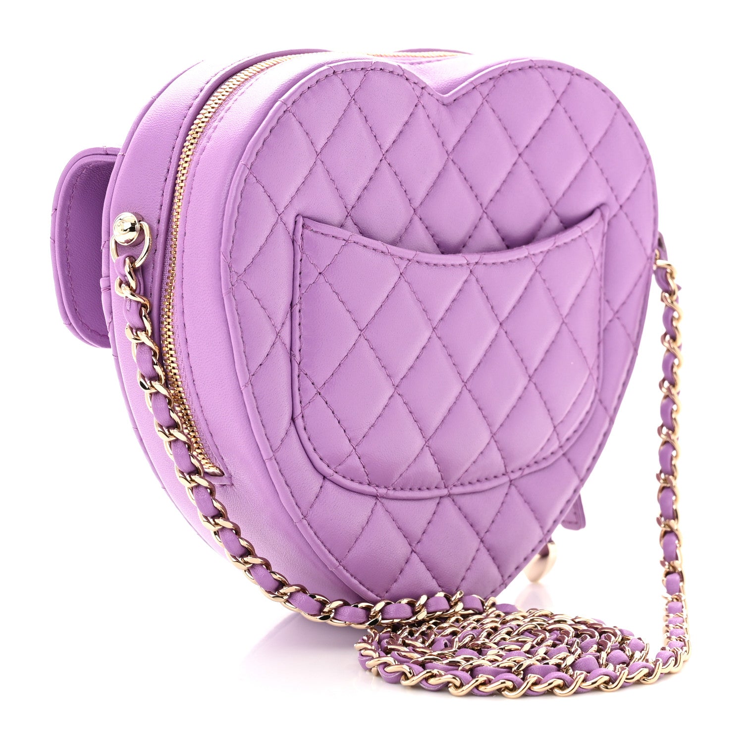 Chanel Lambskin Quilted CC In Love Heart Bag Purple 3 of 10