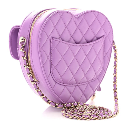 Chanel Lambskin Quilted CC In Love Heart Bag Purple 3 of 10