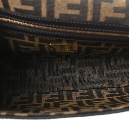 Fendi Fabric Jacquard FF 1974 Medium Baguette Tobacco Moro Black 5 of 11