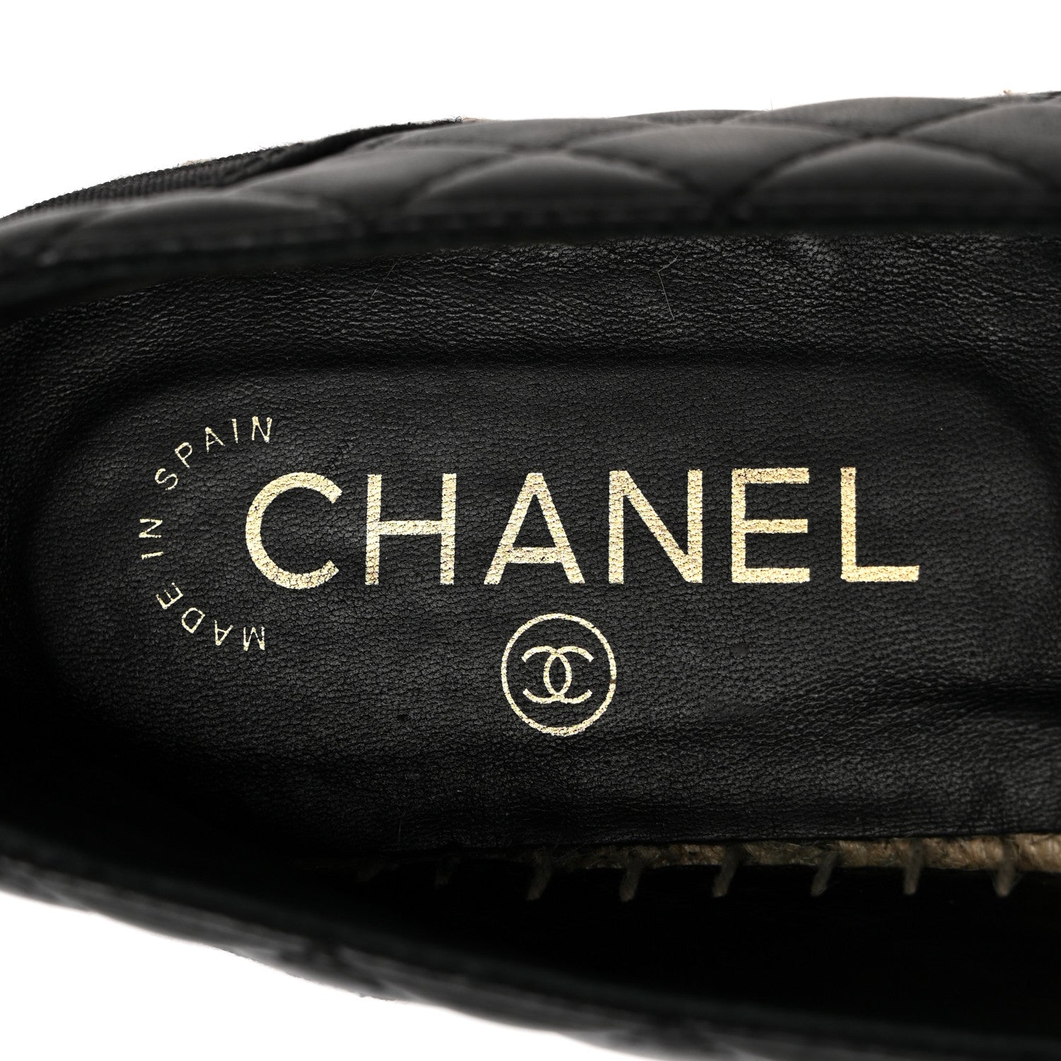 Chanel Lambskin Grosgrain Quilted CC Chain Espadrilles 39 Black 8 of 12