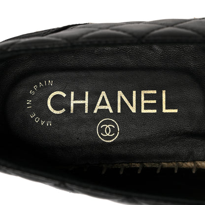 Chanel Lambskin Grosgrain Quilted CC Chain Espadrilles 39 Black 8 of 12
