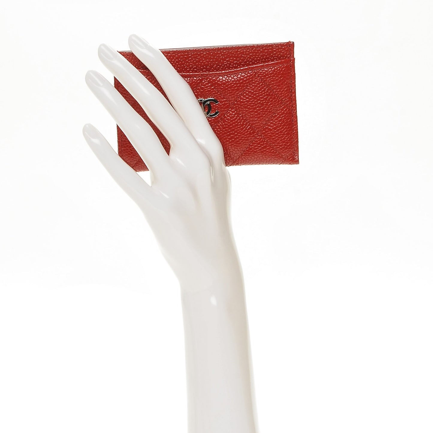 Caviar Quilted Card Holder Red