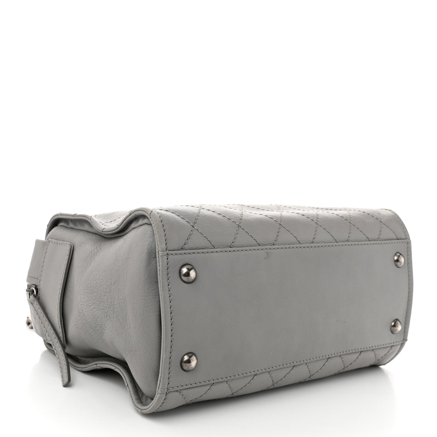 Calfskin Stitched Bowling Bag Grey