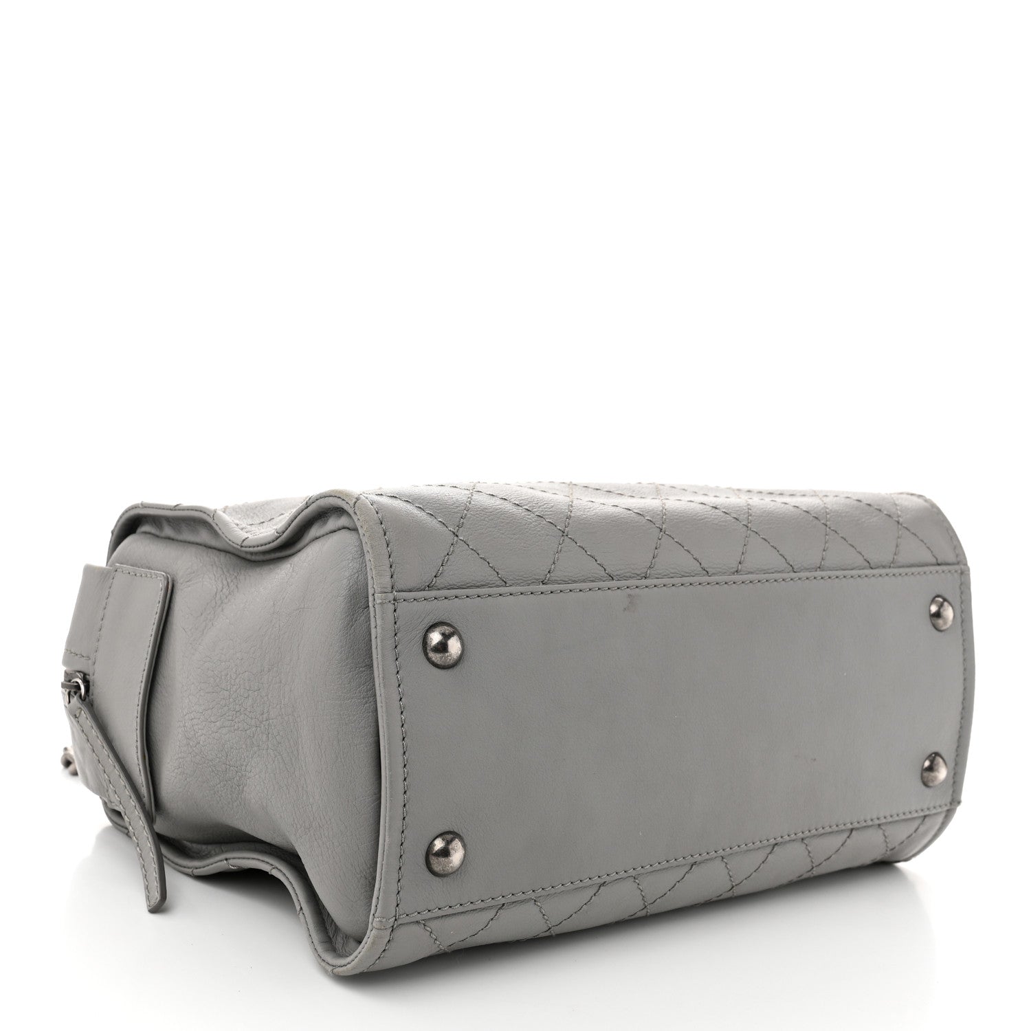 Chanel Calfskin Stitched Bowling Bag Grey 4 of 13