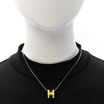 Hermes Lacquered Palladium Pop H Pendant Necklace Jaune Mimosa 2 of 8