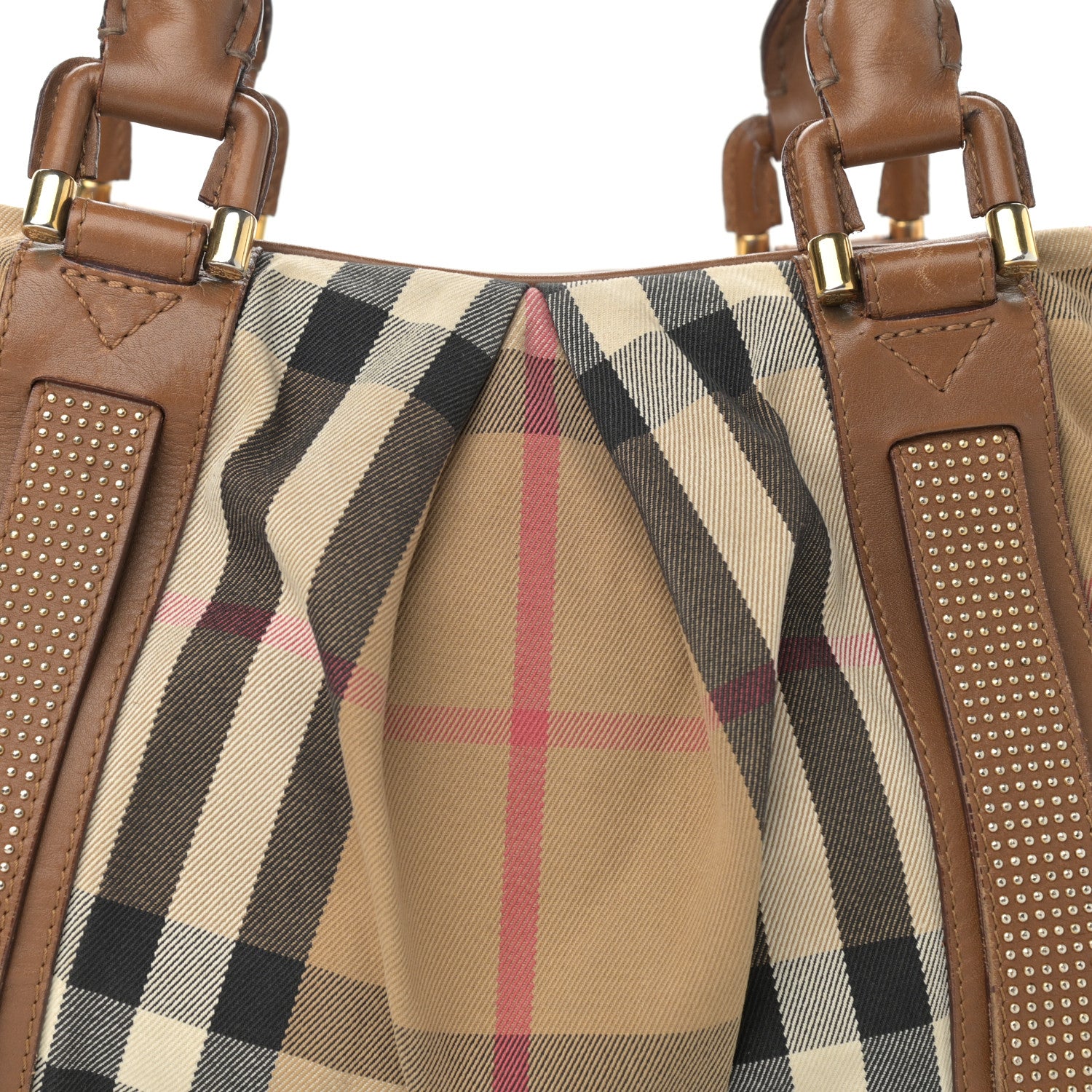 Burberry House Check Studded Knight Satchel Brown 9 of 21