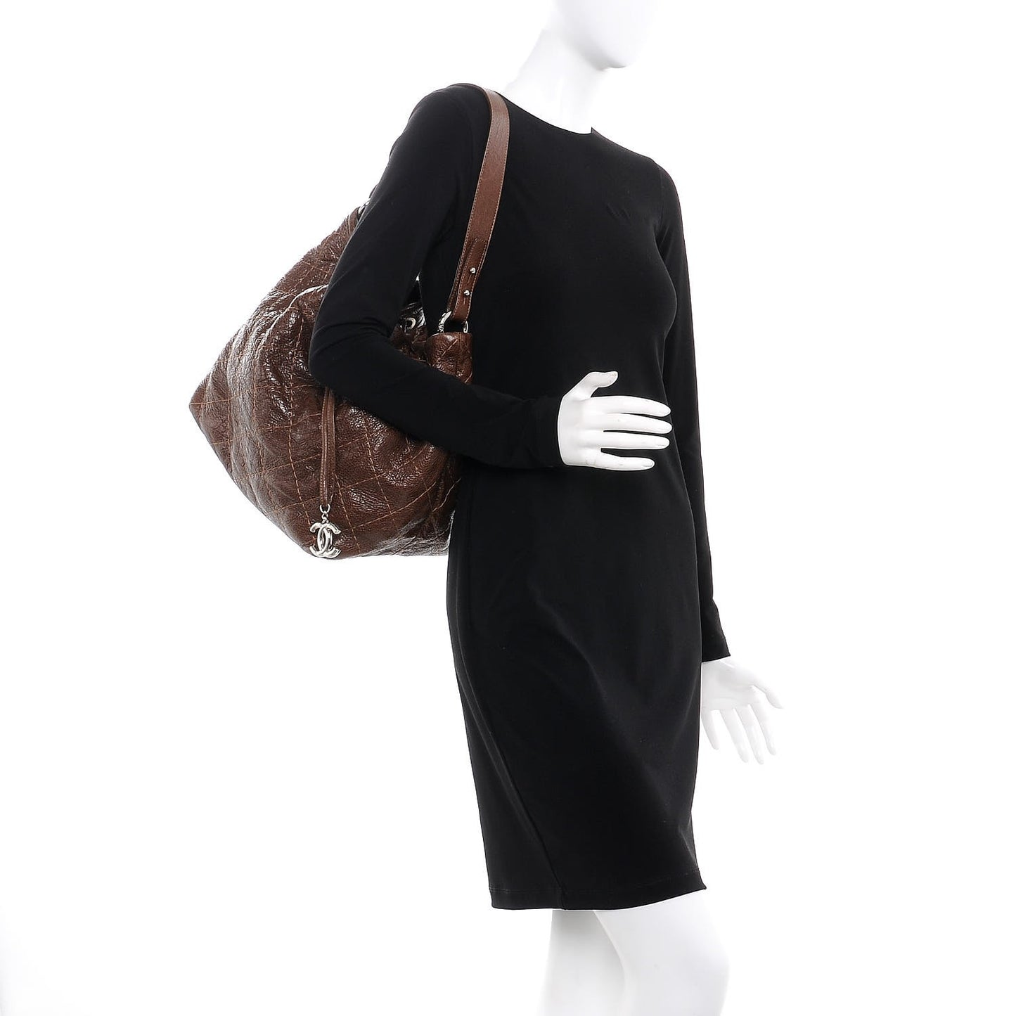 Glazed Calfskin On The Road Drawstring Tote Brown