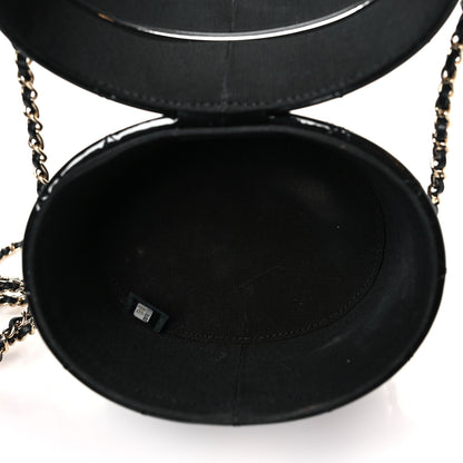 Chanel Patent Quilted Round Clutch With Chain Black 5 of 10