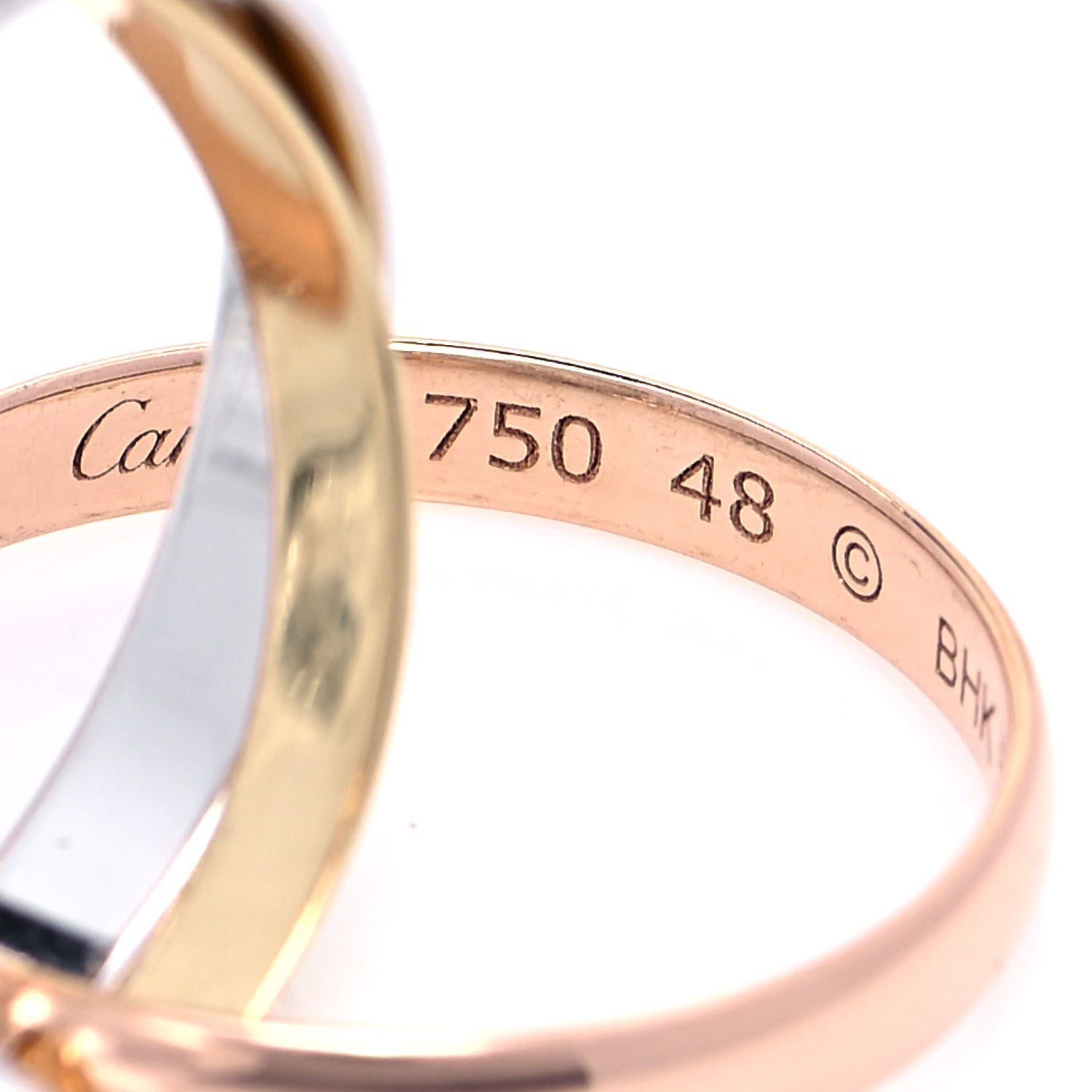 Cartier 18K White Yellow Pink Gold Diamond Small Trinity Paved Ring 48 4.5 4 of 5