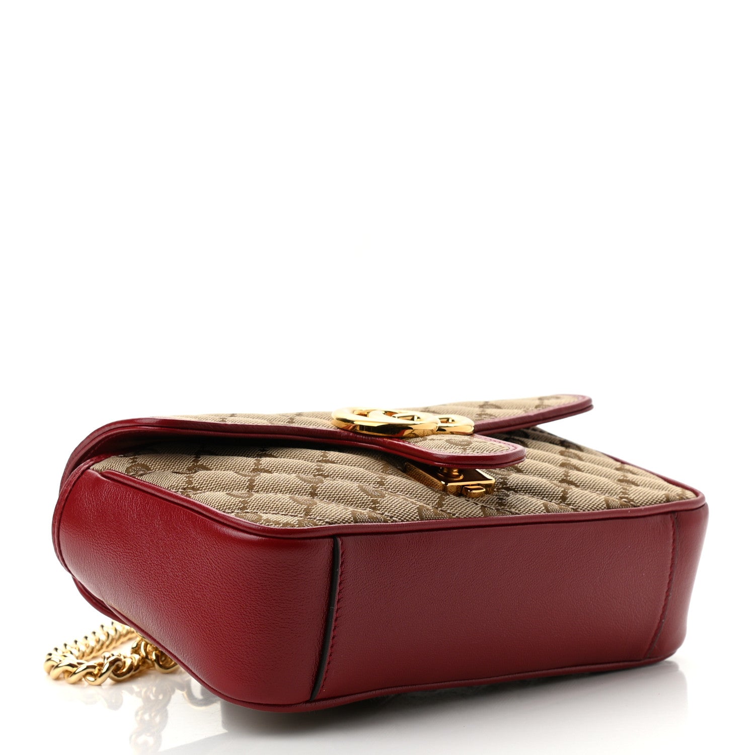 Gucci Monogram Azalea Calfskin Matelasse Diagonal Mini GG Marmont Shoulder Bag Beige Ebony New Cherry Red 4 of 10