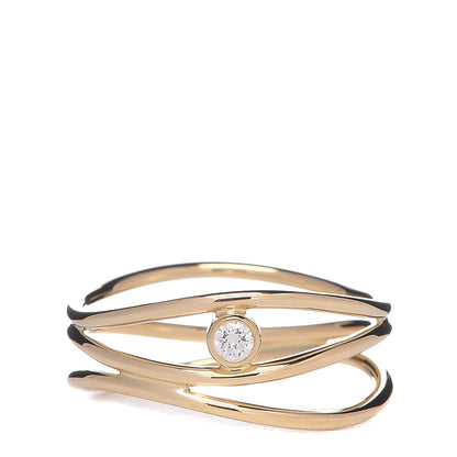 Tiffany 18K Yellow Gold Diamond Elsa Peretti 3 Row Wave Ring 50 5.5 1 of 5