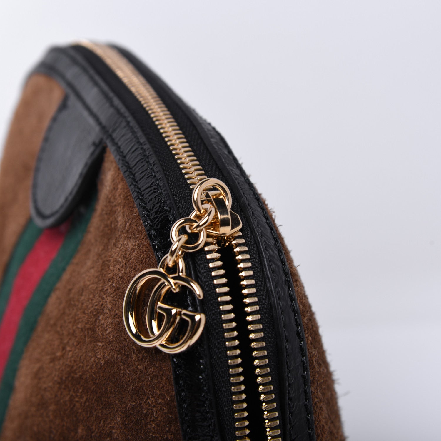 Gucci Suede Patent Web Small Ophidia Dome Shoulder Bag Nocciola Black 15 of 19