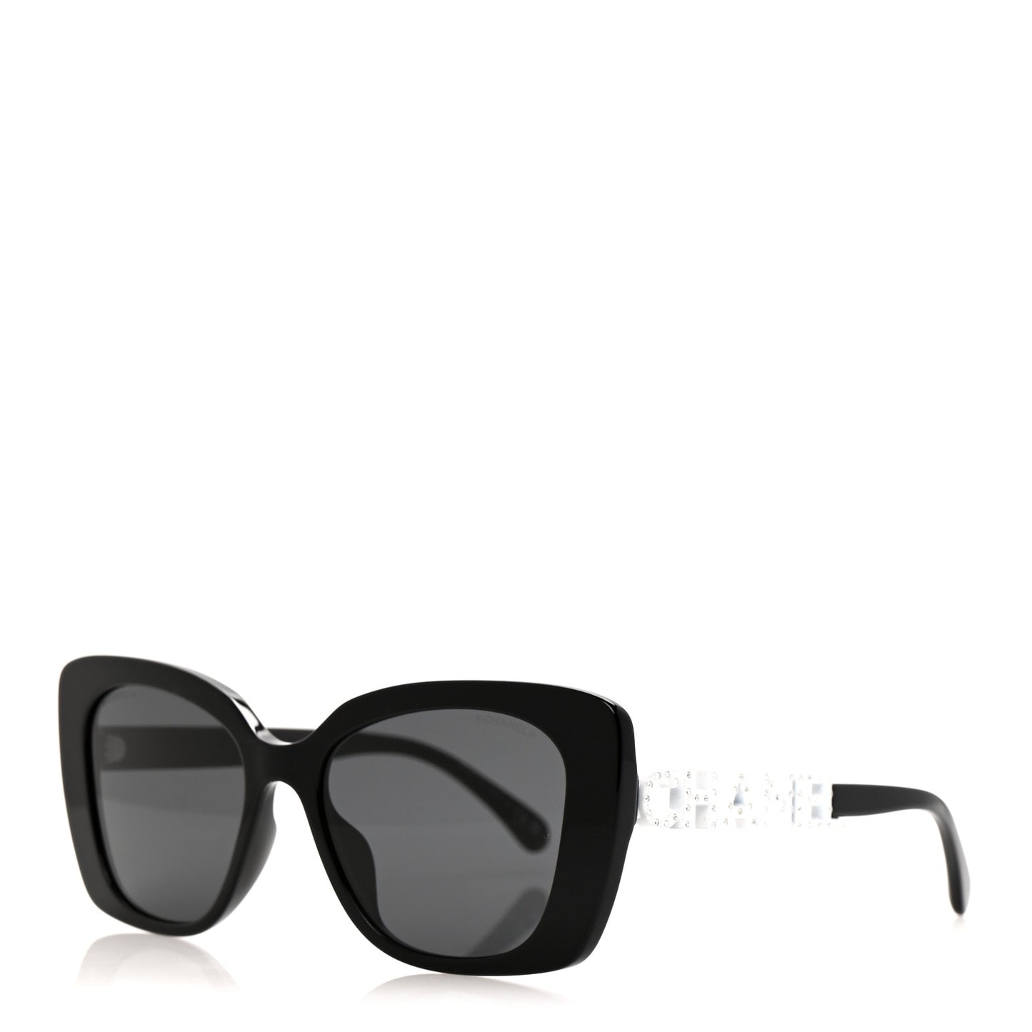 Acetate Strass Square Sunglasses 5422-B-A Black White